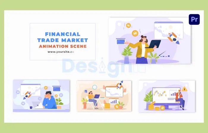 Stock Market Investment Flat Character Animation Scene